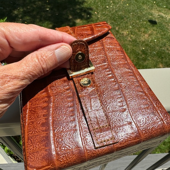 Travel Jewlery Case Brown Box Compact with Mirror Faux Leather - Picture 7 of 12